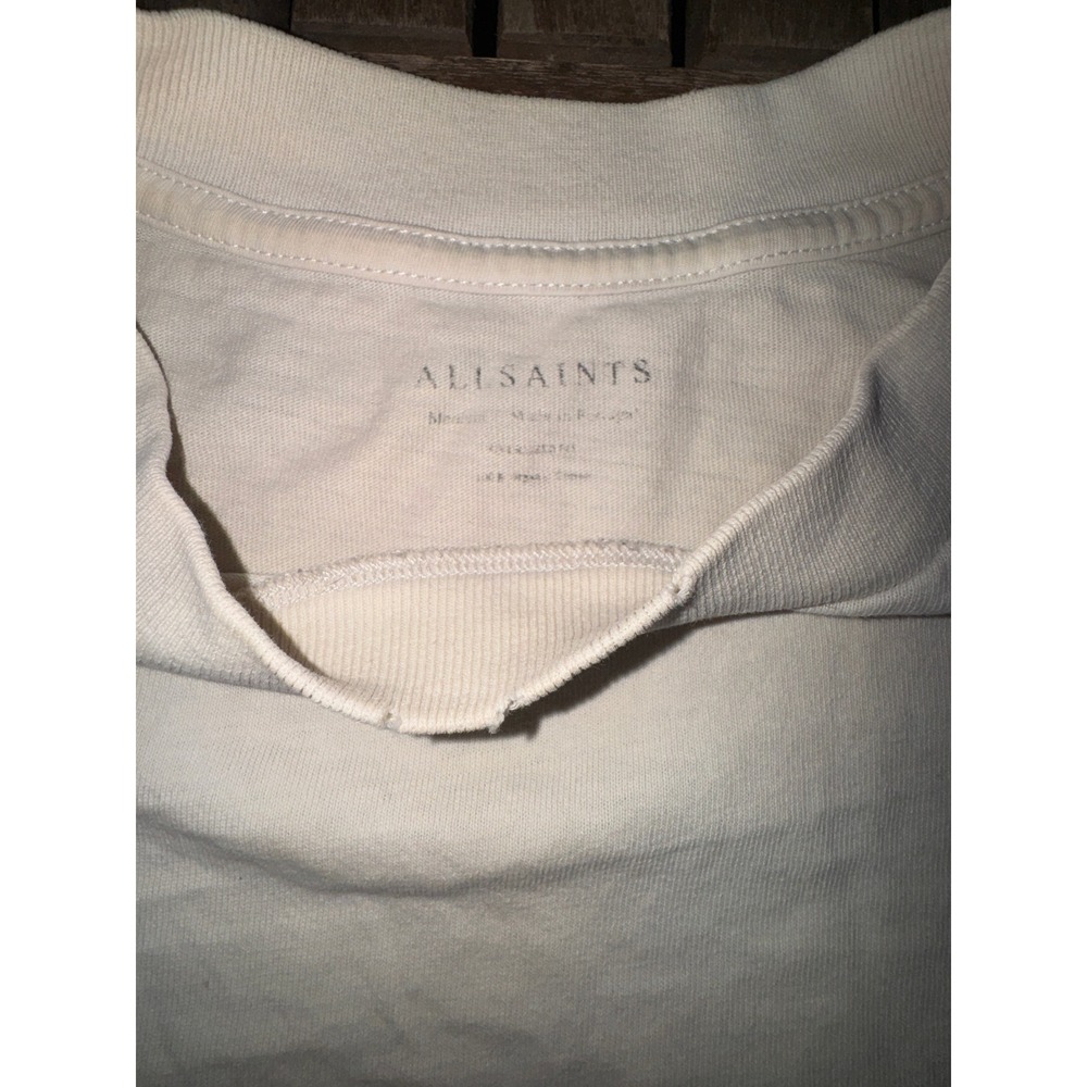 AllSaints Underground Oversized T-Shirt Mens Medium Ecru Tokyo London Logo - Picture 3 of 10